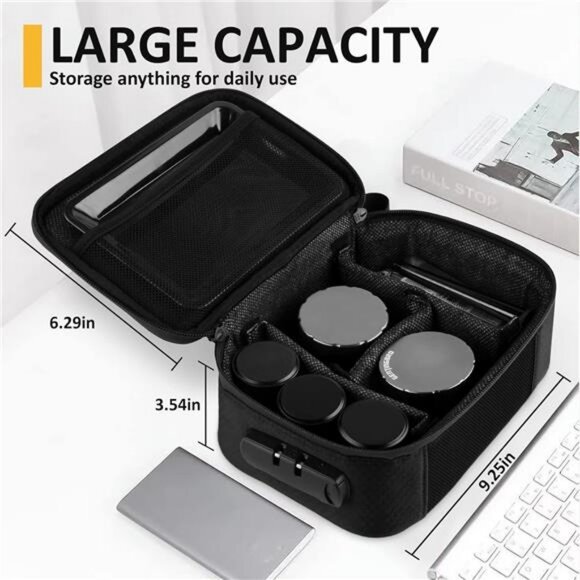 Black smell proof lock bag with combination travel medicine storage lunch organi - Picture 2 of 7